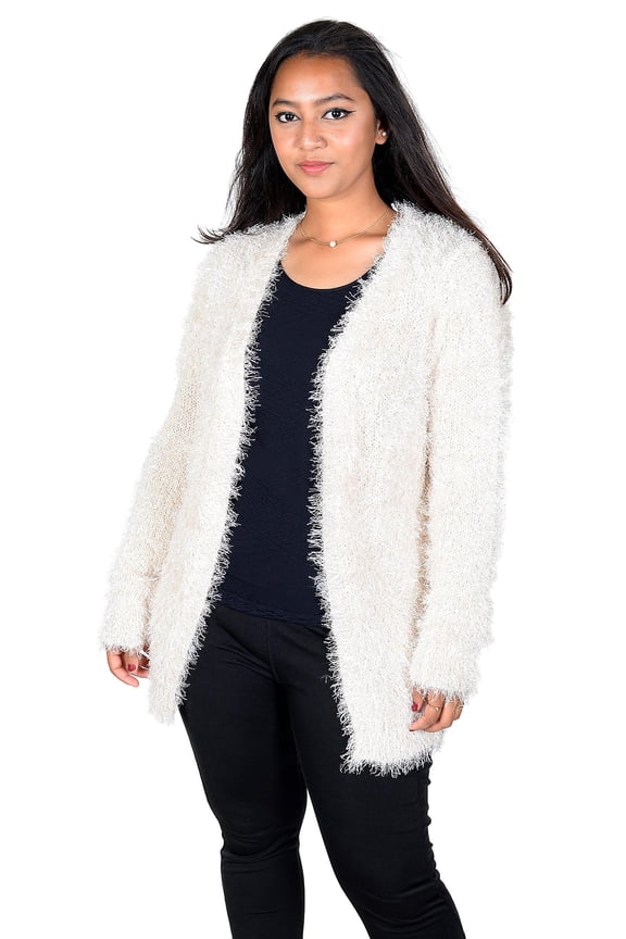 Womens Chunky Open Sweater Cardiagn Cream Large