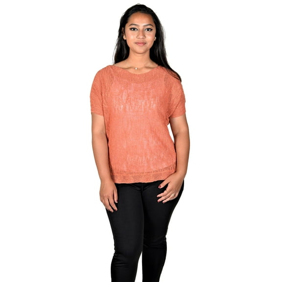 RWB Womens Fine Short Sleeve Sweater Rust Small