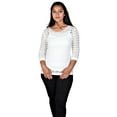 thumbnail image 1 of RWB Womens Long 3/4 Sleeve Cotton Acrylic Sweater White X-Small, 1 of 3