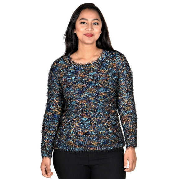 RWB Womens Long Sleeve Chunky Sweater Pullover Gold Blue Small