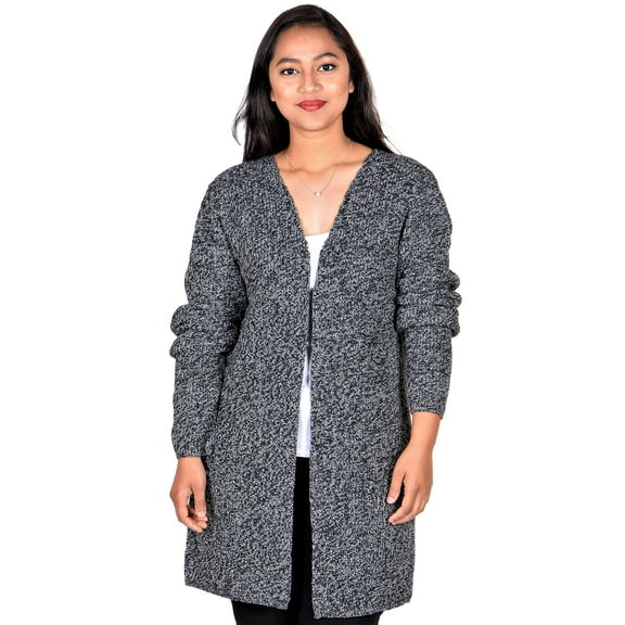 RWB Womens Long Sleeve Open Sweater Cardiagn Black Marl X-Large