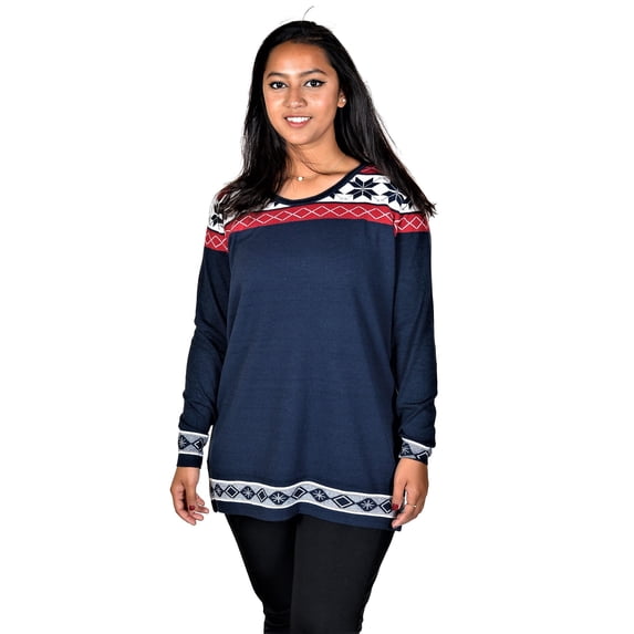 RWB Womens Round Neck Pullover Sweater Navy Blue 2X-Large