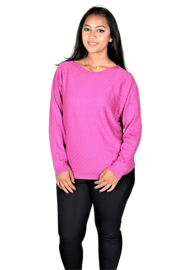 Womens Viscose Acrylic Fine Knit Cable Sweater Maroon X-Large