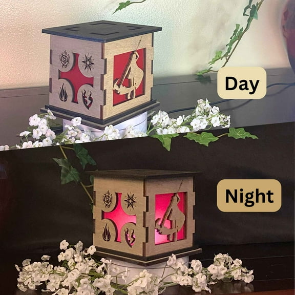 RWBY Light Box | Shelf Dcor for the Otaku | 5 inch Colored Wooden Bedside Lamp | Anime Nightlight