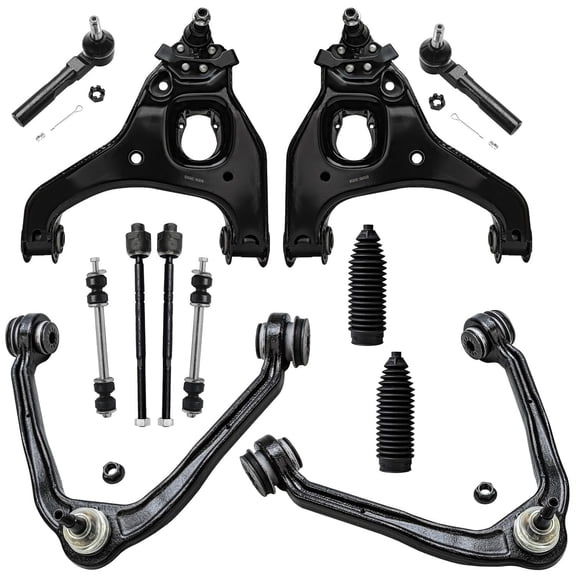 Detroit Axle - RWD Front End 12pc Suspension Kit for 1999-2006 Chevy Silverado GMC Sierra 1500, 4 Control Arms w/Ball Joints 2 Sway Bars 4 Tie Rods 2 Boots 2000 2001 2002 2003 2004 2005
