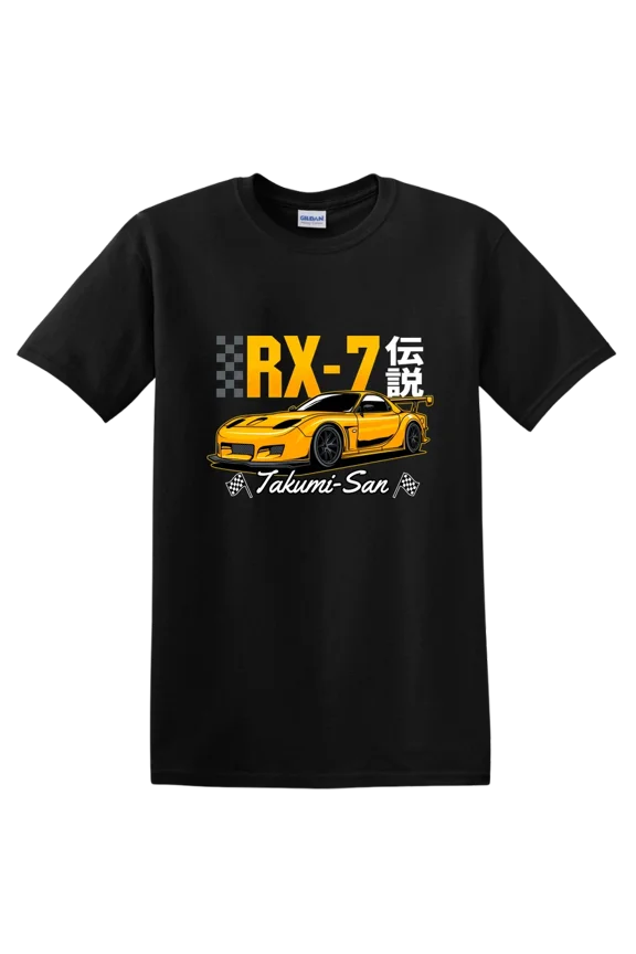 RX-7 Car T Shirt Racing Legend Takumi-San Vintage Tee Automotive Enthusiast