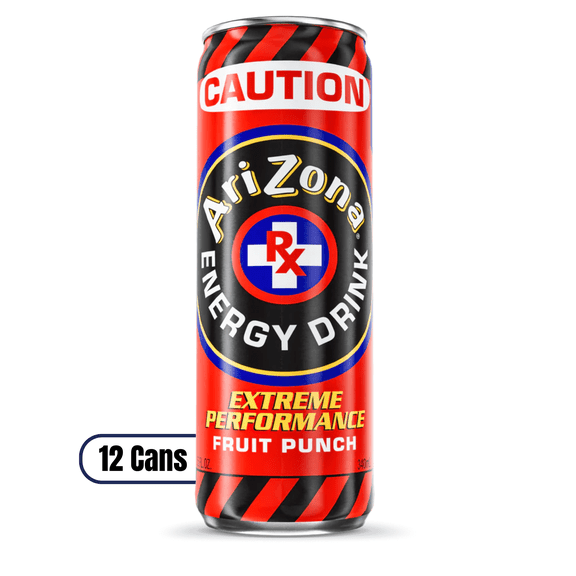 RX Energy Caution Extreme Fruit Punch Performance Drink, 11.5 oz Can, 12 Pack