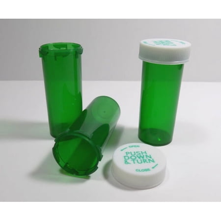 RX Medicine Vials 13 Dram Green 25 Pack