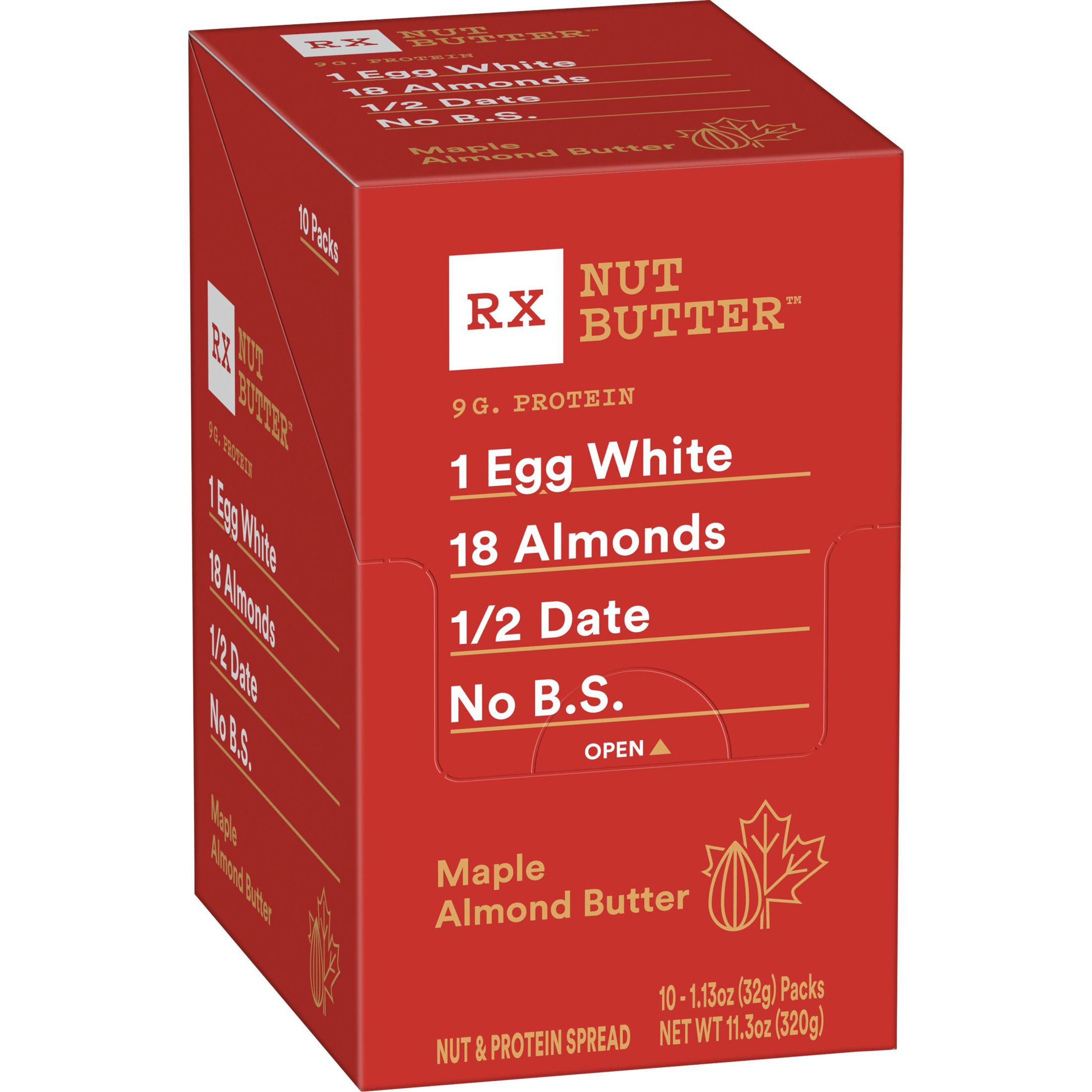 RX Nut Butter Maple Almond Butter, GlutenFree, 11.3 oz, 10 Count