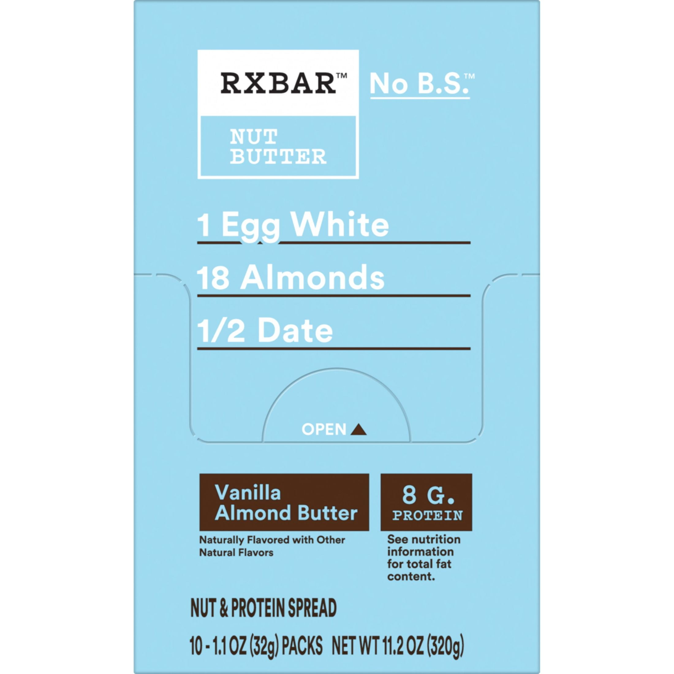 RX Nut Butter Vanilla Almond Butter, GlutenFree, 11.3 oz, 10 Count