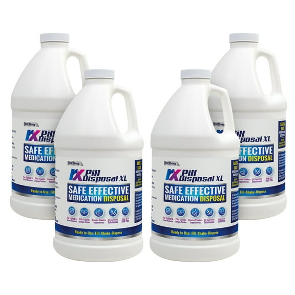 Pill Thing RX Pill Disposal XL 64oz Capacity (4 Pack of Half Gallon) Convenience Efficiency Neutralizing