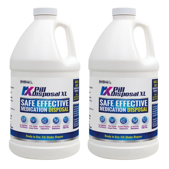 RX Pill Disposal XL by Pill Thing, Neutralization Eco-friendly Disposal Bottle, Pre-mixed, 64oz Capacity, 2 Pack