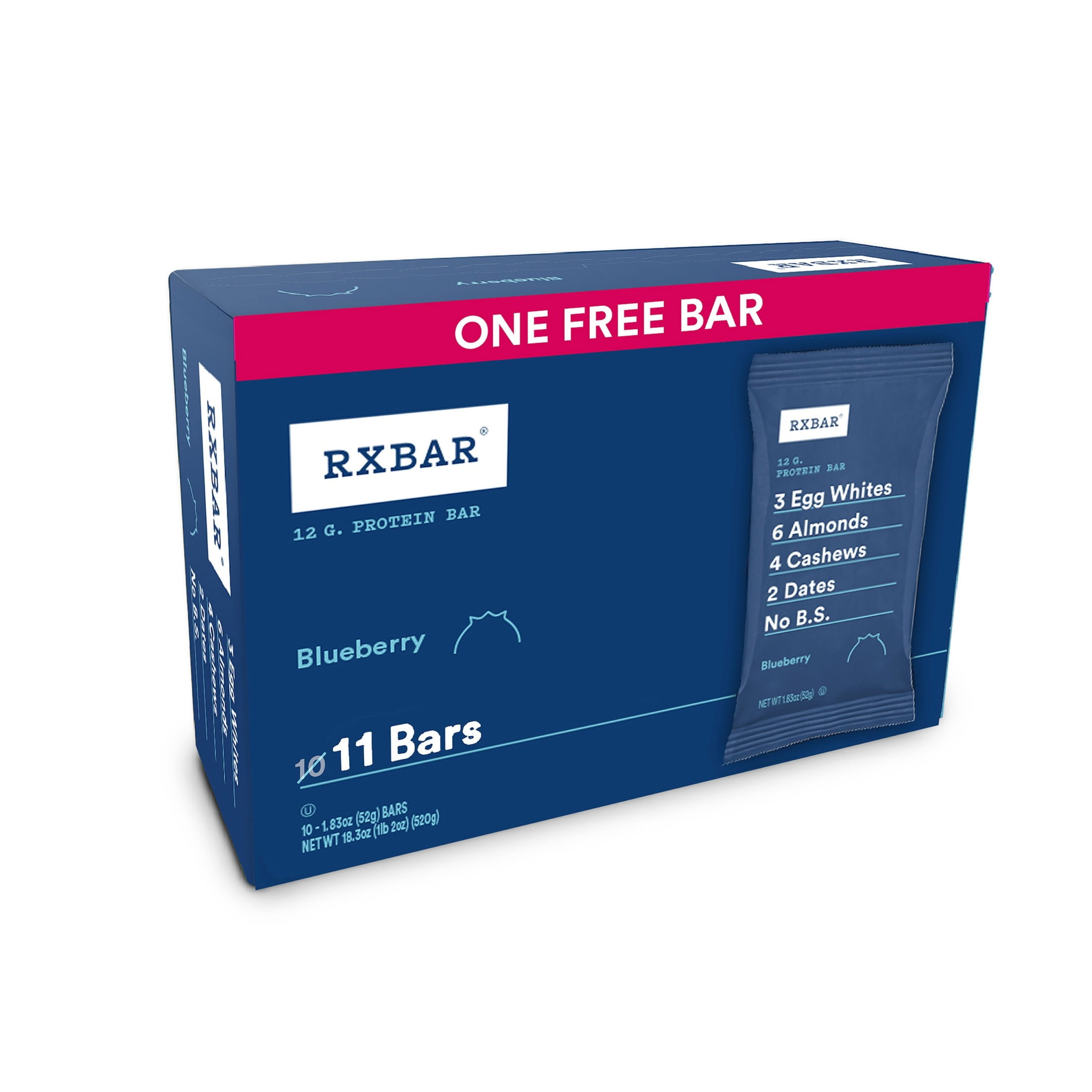 RXBAR Protein Bars Gluten-Free, Blueberry, 11 Count