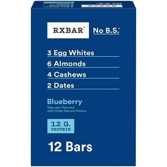 RXBAR Protein Bars Gluten-Free, Blueberry, 12 Count