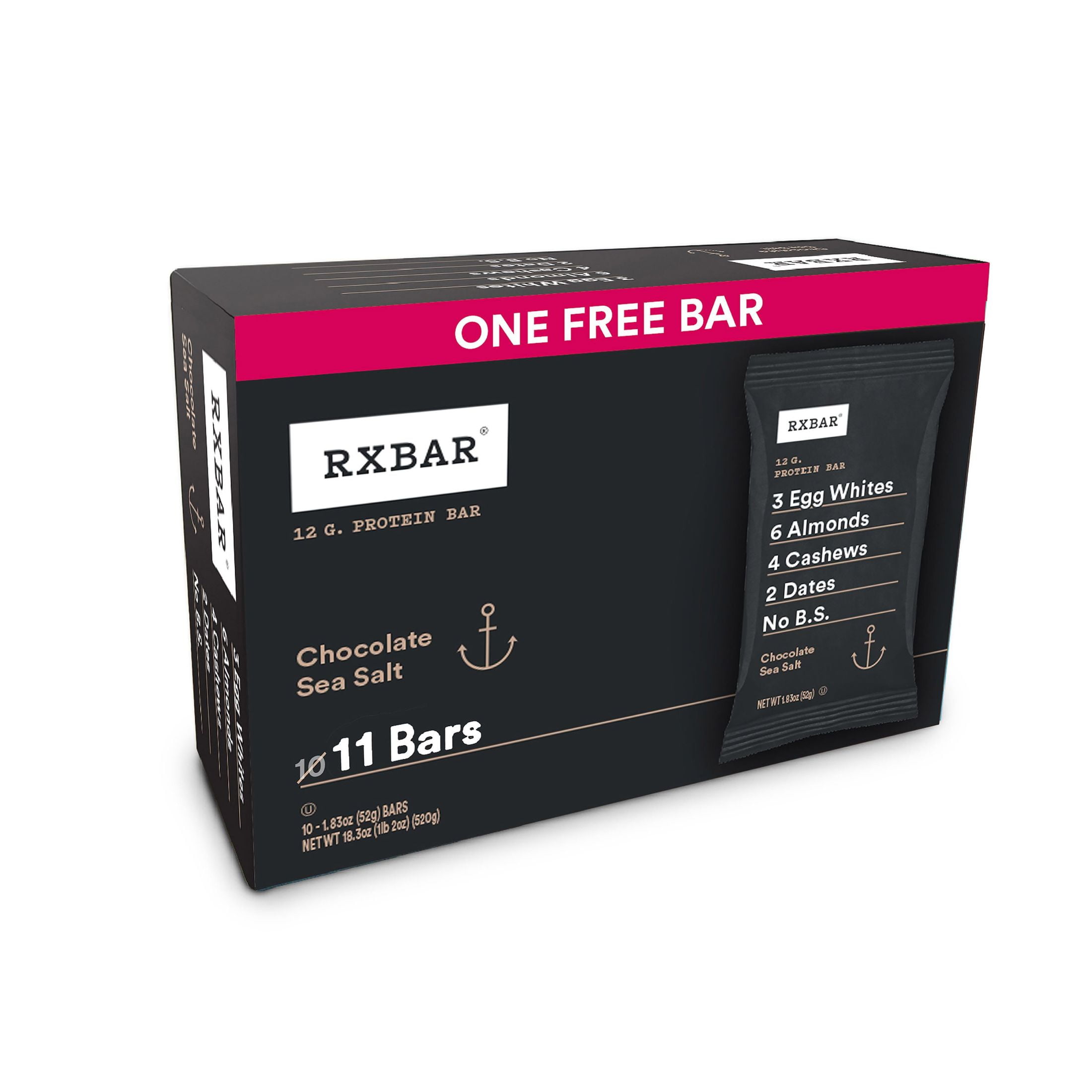 RXBAR Chocolate Sea Salt Chewy Protein Bars, Gluten Free, 20.1 oz, 11
