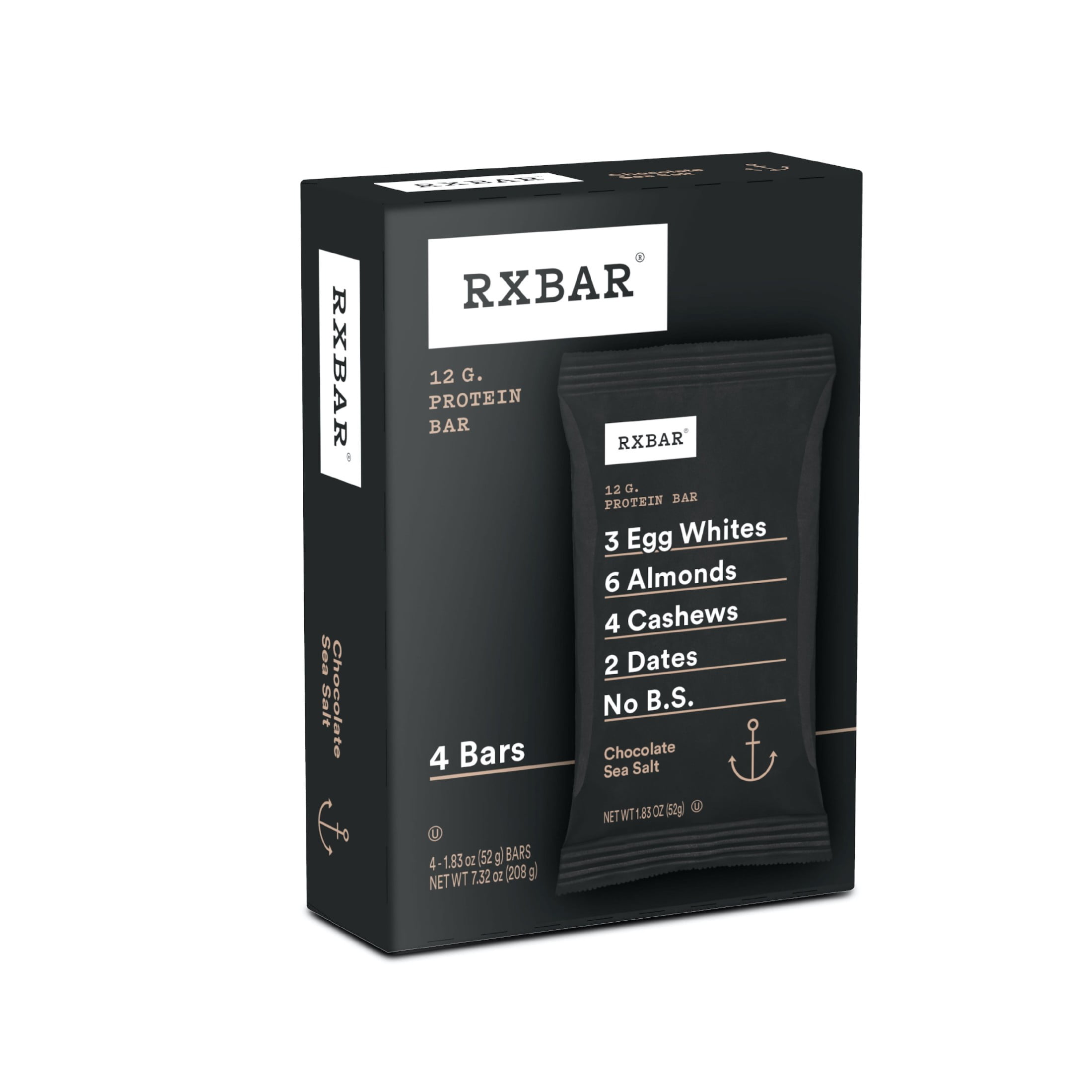RXBAR Protein Bars Gluten-Free, Chocolate Sea Salt, 4 Count