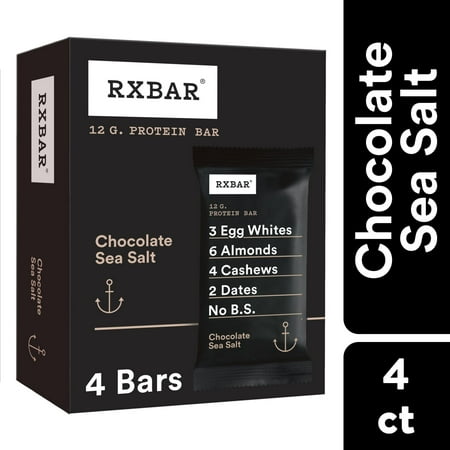 RXBAR Chocolate Sea Salt Chewy Protein Bars, Gluten-Free, Ready-to-Eat, 7.32 oz, 4 Count