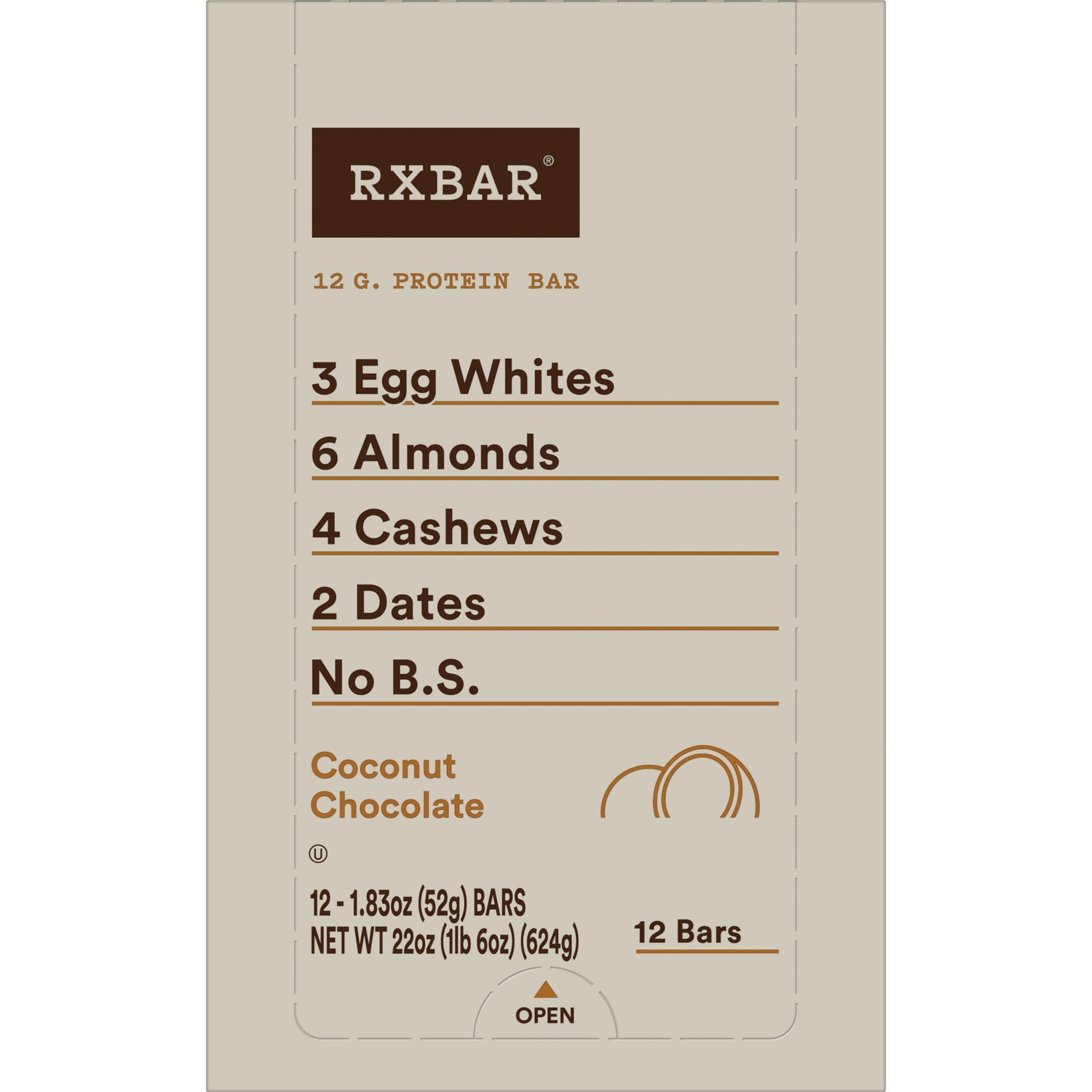 RXBAR Coconut Chocolate Chewy Protein Bars, Gluten-Free, Ready-to-Eat ...