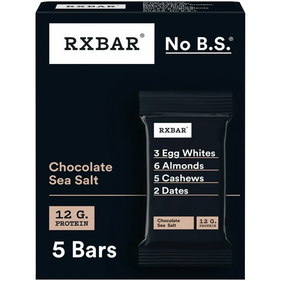 RXBAR Protein Bars Gluten-Free, Chocolate Sea Salt, 5 Count