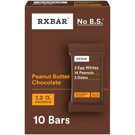 RXBAR Protein Bars Gluten-Free, Peanut Butter Chocolate, 10 Count