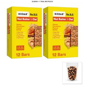 RXBAR Honey Cinnamon Peanut Butter Nut Butter & Oat Protein Bars, 24 Bars, 23.2 oz Box with 1 Bybies Trail Mix Pouch, 2 oz