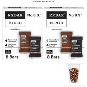 RXBAR Minis Protein Bar Variety Pack, 16 Bars, 7.3 oz Box with 1 Bybies Trail Mix Pouch, 2 oz