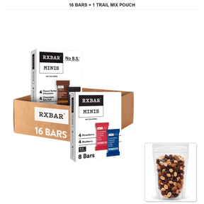 RXBAR Minis Protein Bar Variety Pack, 16 Bars with 1 Bybies Trail Mix Pouch, 2 oz