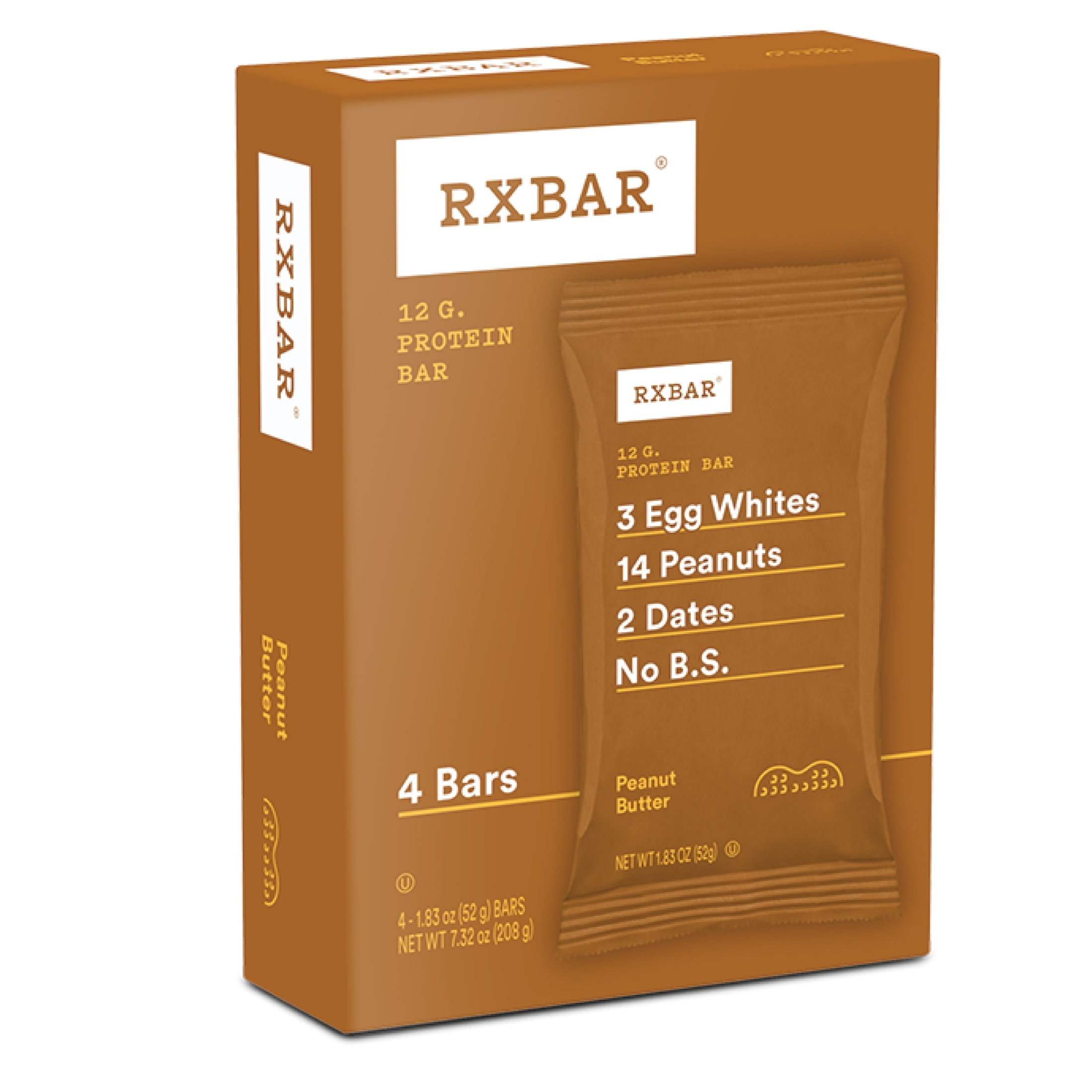 RXBAR Protein Bars Gluten-Free, Peanut Butter, 4 Count