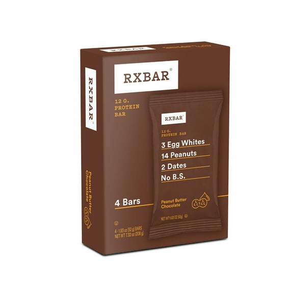 RXBAR Protein Bars Gluten-Free, Peanut Butter Chocolate, 4 Count
