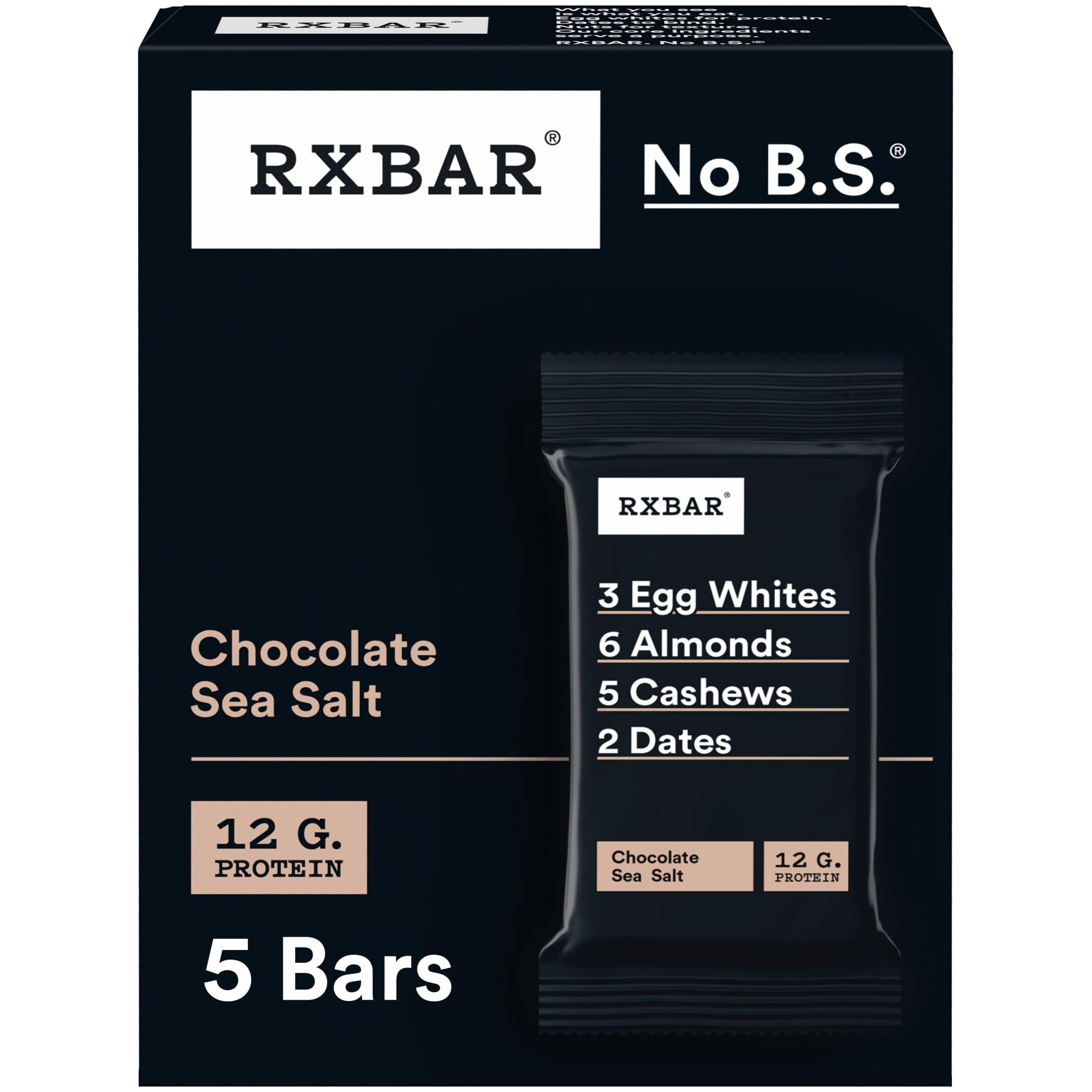 RXBAR Protein Bars, AJH3Protein Snack, Snack Bars, Chocolate Sea Salt, 9.1oz (5 Bars)