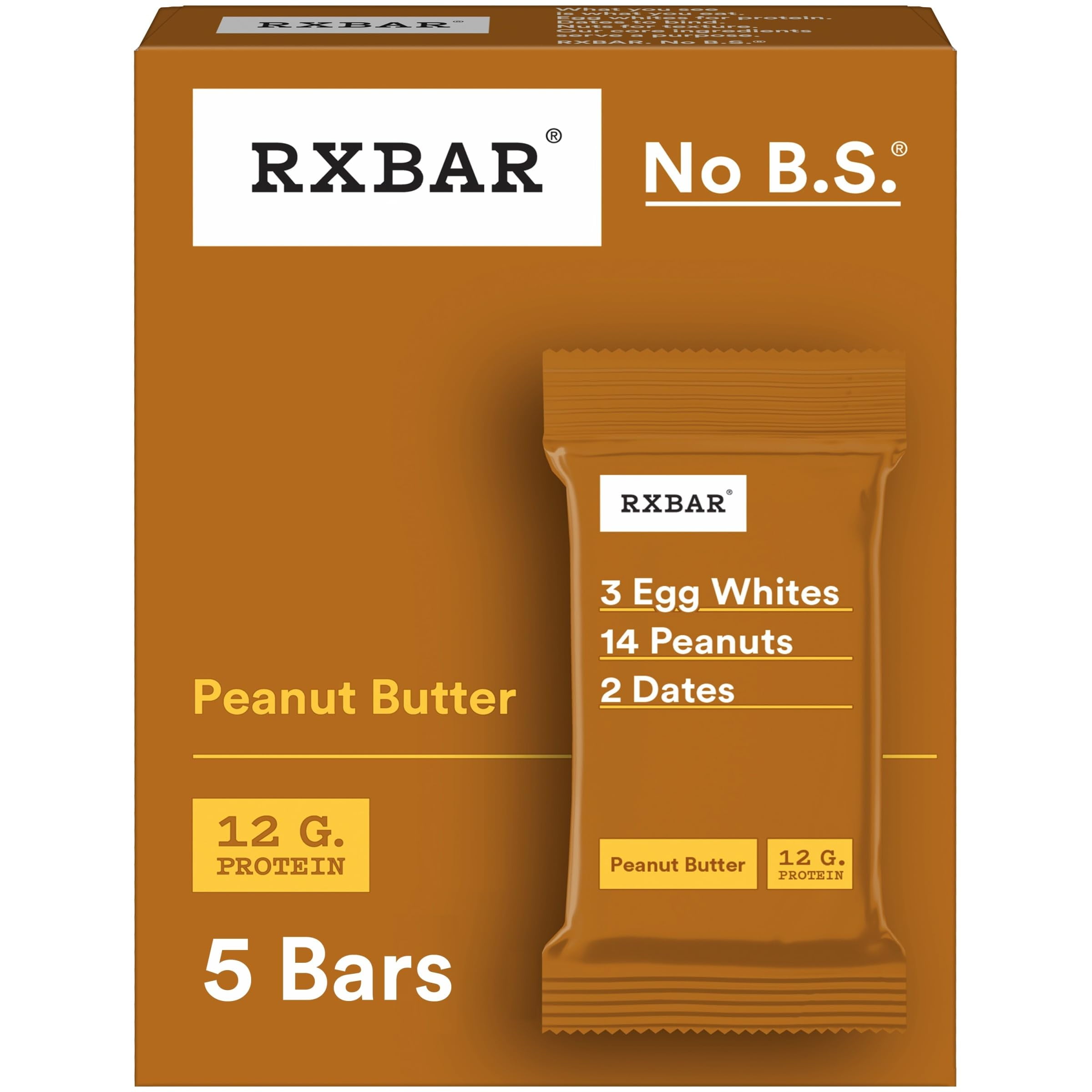 RXBAR Protein Bars,EGSCProtein Snack, Snack Bars, Peanut Butter, 9.15oz Box (5 Bars)