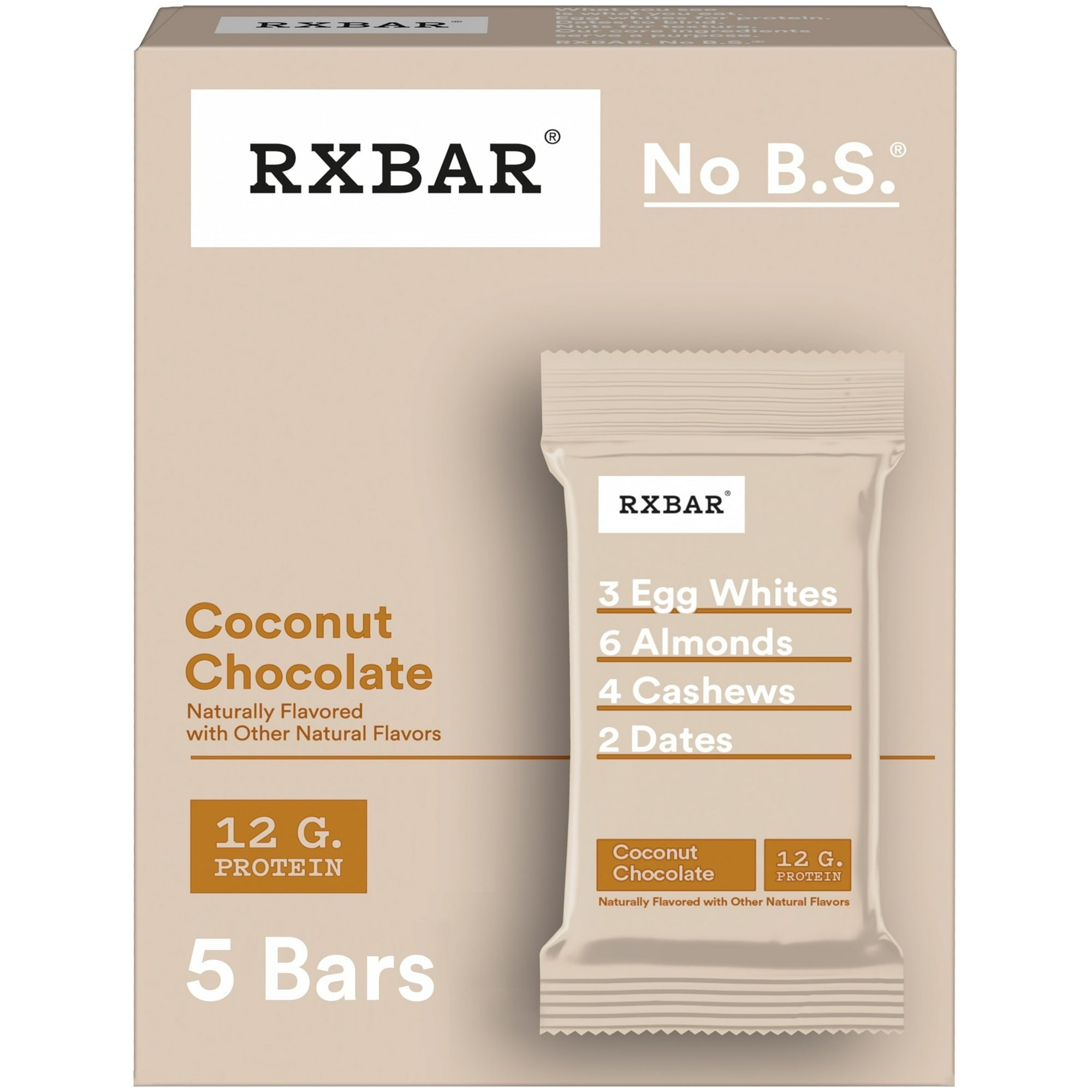 RXBAR Protein Bars Gluten-Free, Coconut Chocolate, 5 Count ( 4 Pack )
