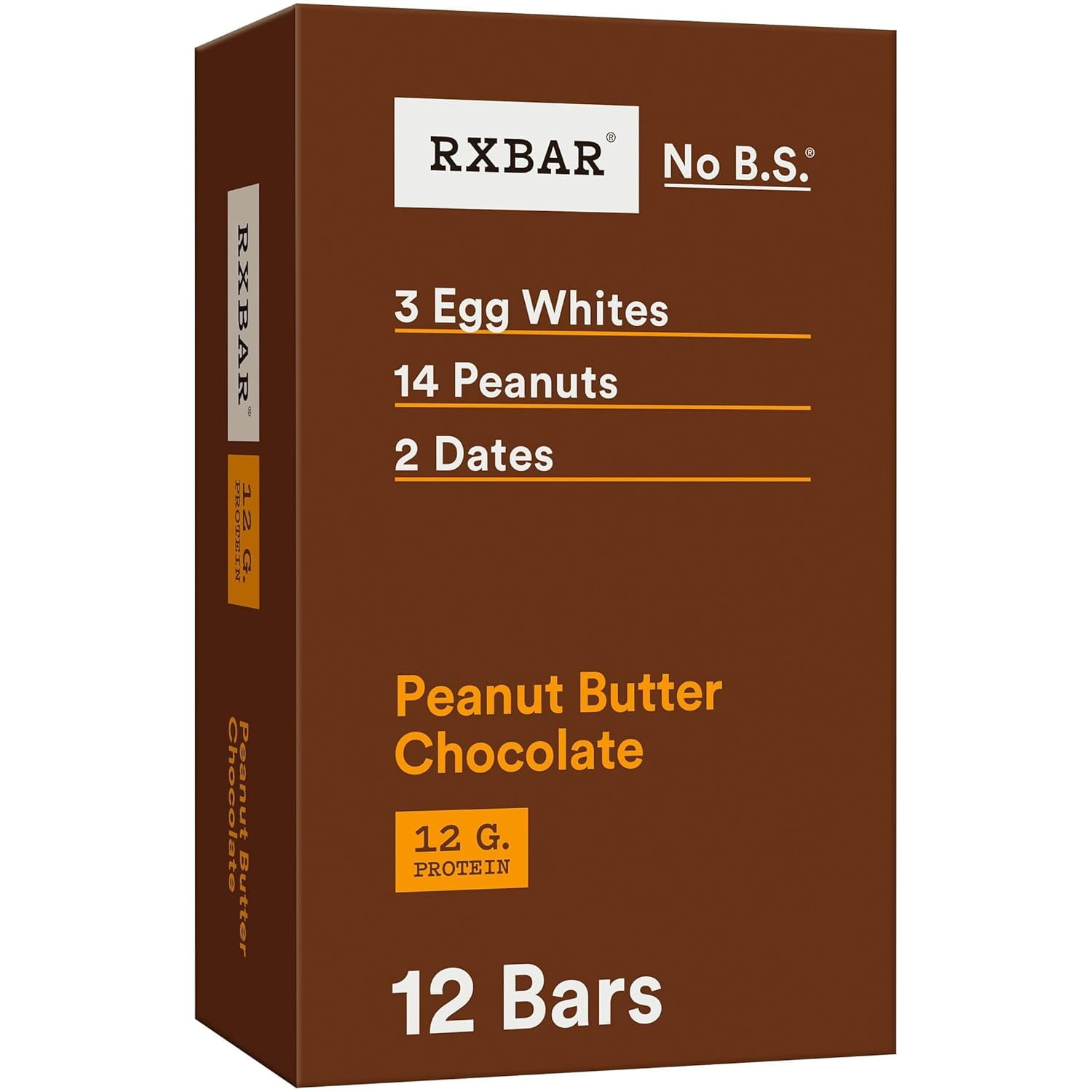 RXBAR Protein Bars, Protein Snack, Snack Bars, Peanut Butter Chocolate, 22oz Box (12 Bars)