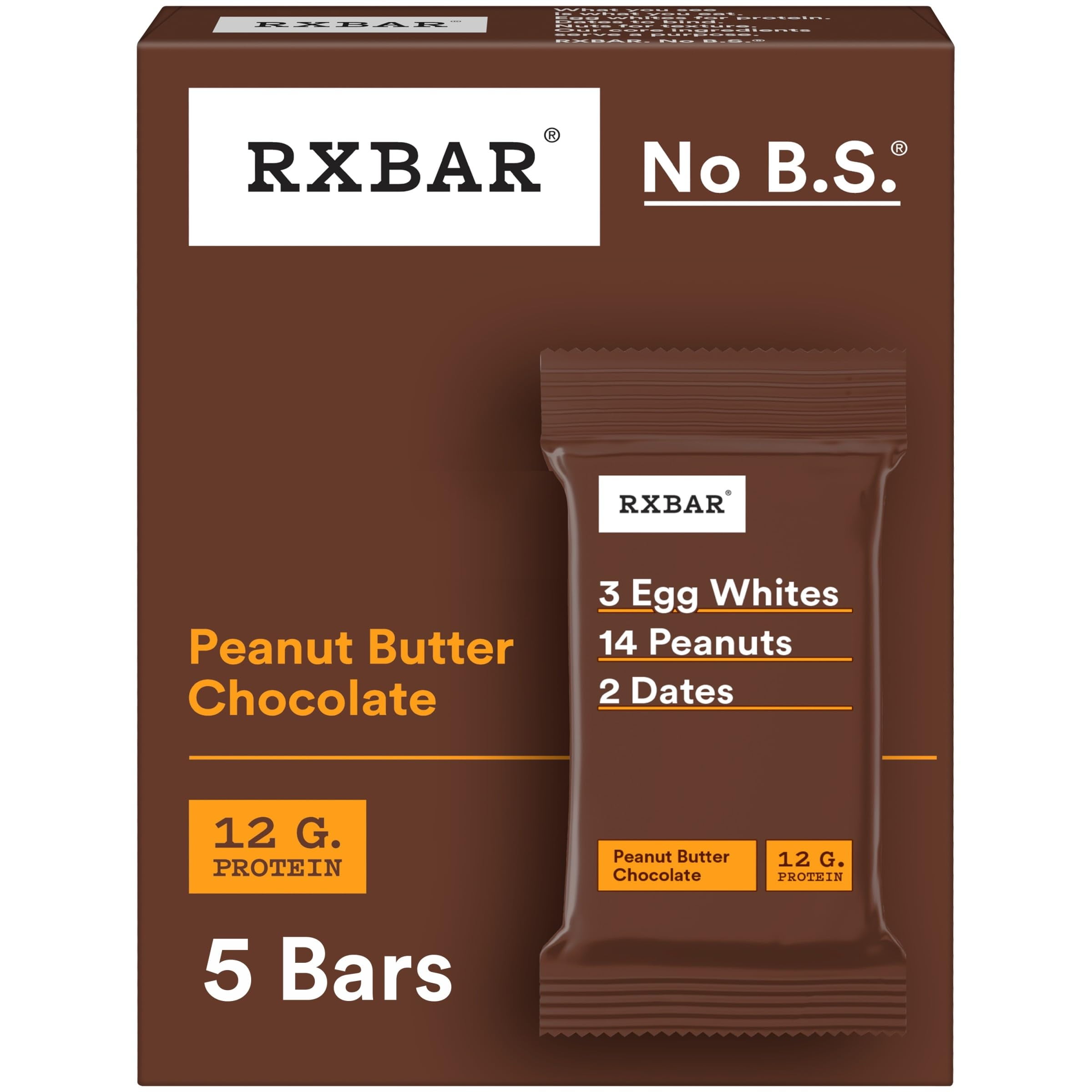 RXBAR Protein Bars, Protein Snack, Snack Bars, H2FSDPeanut Butter Chocolate, 9.1oz Box (5 Bars)