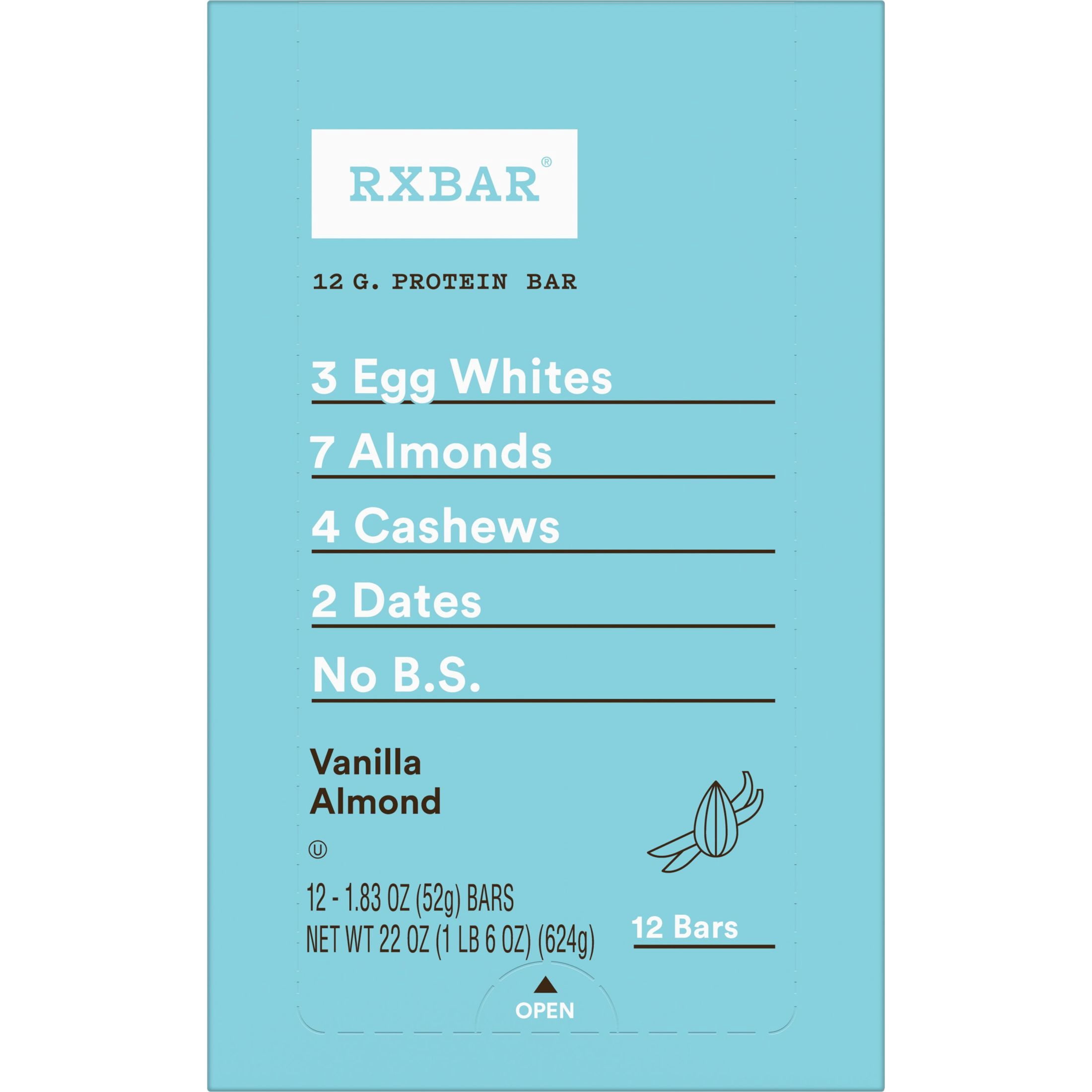 RXBAR Vanilla Almond Chewy Protein Bars, Gluten Free, 22 oz, 12 Count ...