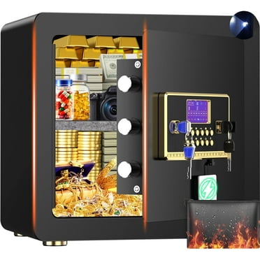 RYCUZO 2.5 Cuft Safe Box, Digital Keypad Home Security Safe With Fireproof Waterproof Bag & Adjustable Shelf