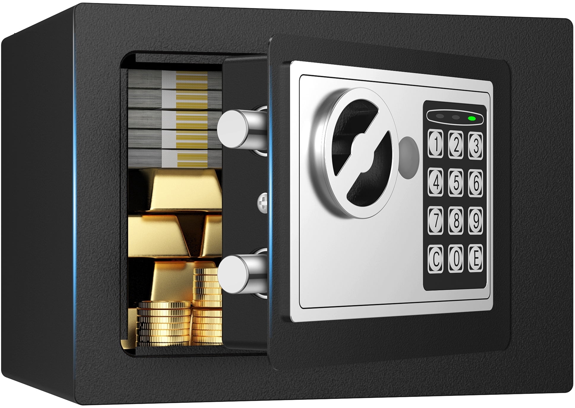 RXDSAFE Electronic Digital Safe Box, 0.25 Cubic Feet Home Security Box for Office Hotel Business, Lock Box with Key Keypad for Cash Jewelry Black