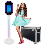 RXFSP 13.3 inch Portable Photo Booth with Camera Magic Mirror Selfie Photobooth Machine Touch Screen with RGB Ring Light and Flight Case for Events Wedding Rental (White)