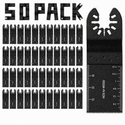 RXFSP 50 Pack Oscillating Multi Tool Saw Blades, 1.34 Inch HCS Wood Cutting Blades with Universal Open Slot for Wood, PVC and Drywall