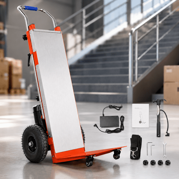 RXFSP 880LB Capacity Electric Stair Climbing Hand Truck – Heavy-Duty Motorized Dolly for Straight & Curved Stairs, Effortless Heavy Load Transport