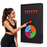 RXFSP Commercial Digital Challenge Game Machine Wall Mounted Interactive Prize Wheel Arcade Game with LED Display Large Button for Events Parties Bars Game Rooms