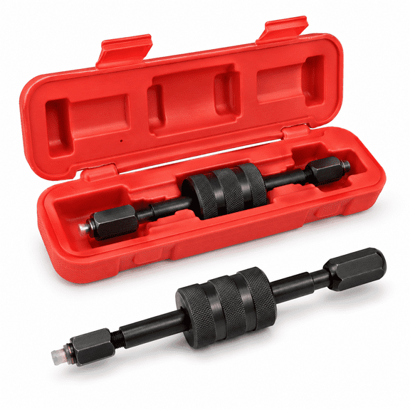RXFSP Diesel Injector Puller Tool, Slide Hammer Common Rail Injector Remover with M8 x 0.75, M12 x 1.5 and M14 x 1.5 Threads, Red Storage Case