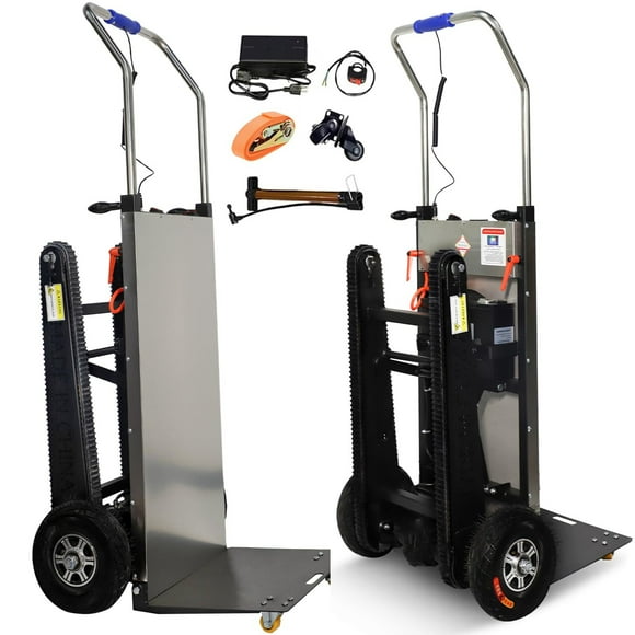 RXFSP Electric Stair Climbing Dolly - 661lb 600W Powered Hand Truck with Rubber Tracks | Heavy Duty Industrial Design (Black)