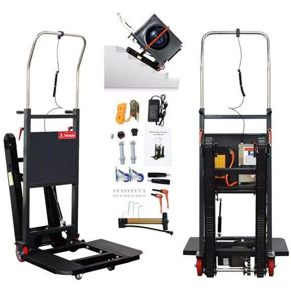 RXFSP Electric Stair Climbing Hand Truck 441 lbs Capacity, Motorized Rubber Tracks for Effortless Up/Down Stairs Folding Stair Climbing Dolly for Moving