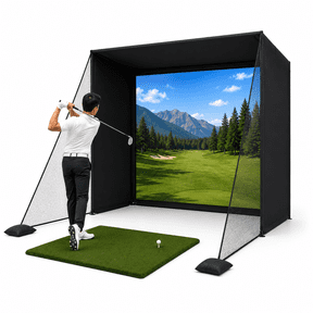 RXFSP Golf Simulator Enclosure with HD Impact Screen - 4:3 Projection Screen, Aluminum Frame & Shank Nets for Indoor Golf Training w/ Real Balls