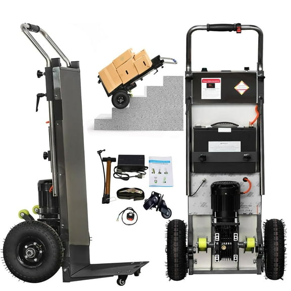 RXFSP RXFSP 880LB Capacity Electric Stair Climbing Hand Truck - Heavy-Duty Motorized Dolly for Straight & Curved Stairs(Black)