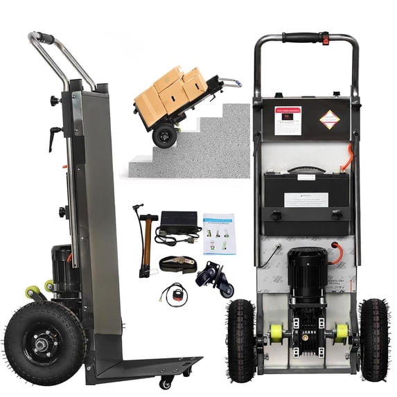 RXFSP 880LB Capacity Electric Stair Climbing Hand Truck - Heavy-Duty Motorized Dolly for Straight & Curved Stairs(Black)