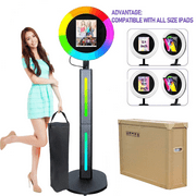 RXFSP IPad Photo Booth Compatible iPad 10.2'' 10.9'' 11'' 12.9'' with Software APP Control Music Sync Remote RGB Ring Light with Portable Tote Bag for Event Rental Wedding