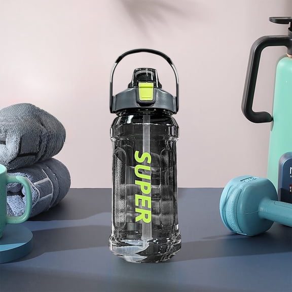 RXIRUCGD 1.5 Liter Large Capacity Sports Water Bottle with Straw - Leakproof Portable Hydration Container with Measurement Markings