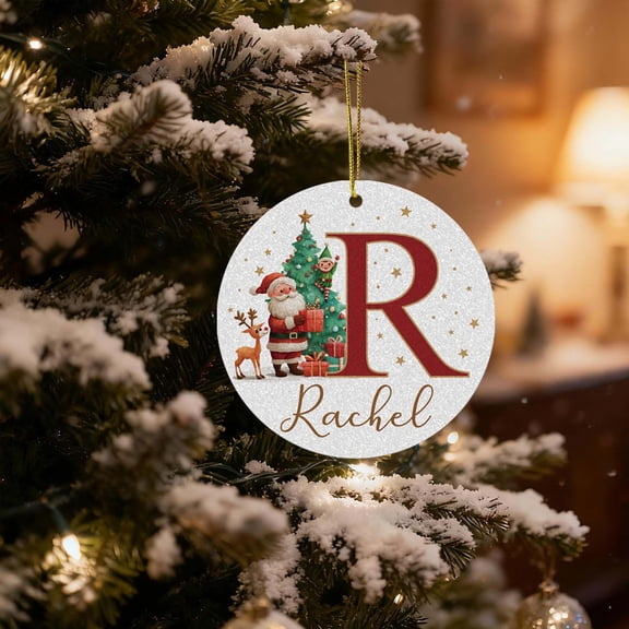 RXIRUCGD 26-Piece Alphabet Christmas Tree Ornaments - Acrylic Letter-Shaped DIY Christmas Decorations with Classic Holiday Symbols for Personalized Display